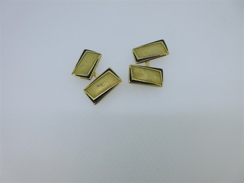 Lot 41 - A pair of double-ended cufflinks with blue enamel accents