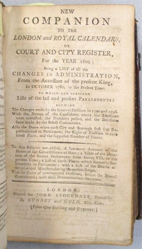 Lot 181 - The Royal Kalender for the year 1800, 4 parts...