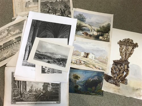 Lot 38 - A collection of loose prints and few watercolours