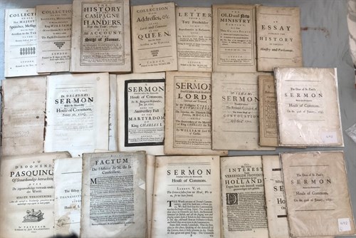 Lot 312 - A group of late 17th and 18th century sermons...