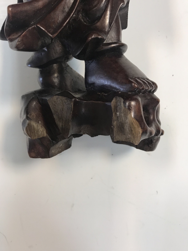 Lot 12 - Three Chinese rosewood figures, Late Qing...