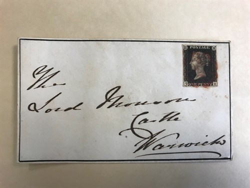 Lot 287 - Postal history. A 1d black (TI), 4 margin with...