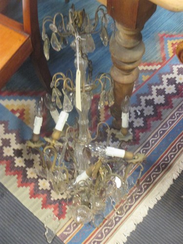 Lot 478 - A small glass chandelier with amber drops