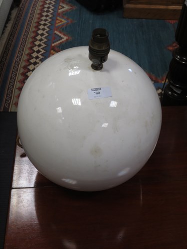 Lot 700 - A white round porcelain lamp