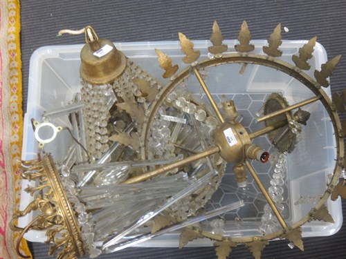 Lot 442 - A cut glass basket chandelier and one other...