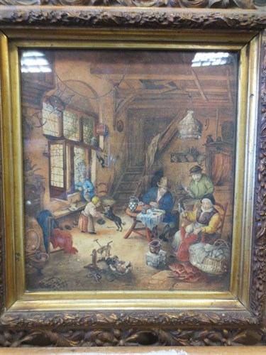 Lot 439 - Dutch School, 19th Century, Interior scene...