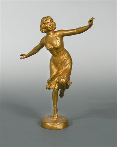 Lot 125 - An Art Deco gilt bronze model of a dancer, signed F. Beck