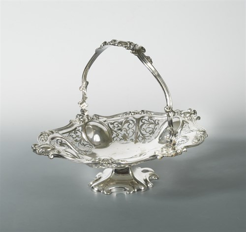 Lot 283 - A Victorian silver plated swing handled bread basket