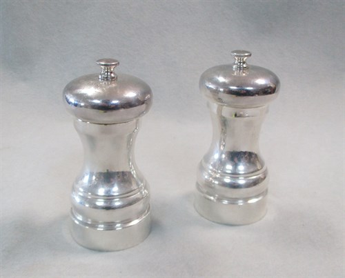 Lot 436 - A pair of 20th century silver pepper mills