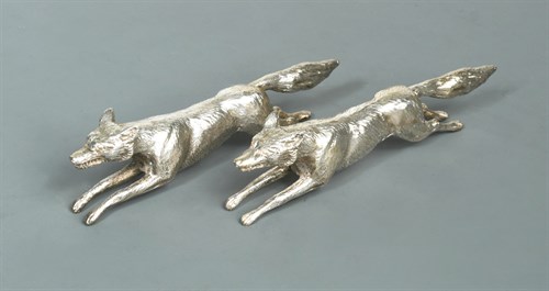 Lot 429 - A pair of 20th century silver models of foxes