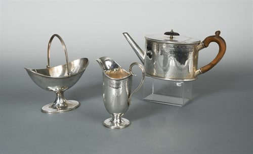 Lot 382 - A Victorian silver three piece tea set
