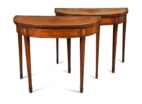 Lot 538 - A pair of George III mahogany card tables