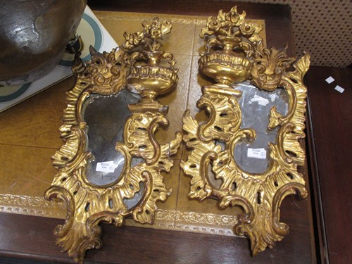 Lot 599 - A pair of Italian gilt Rococco style small...