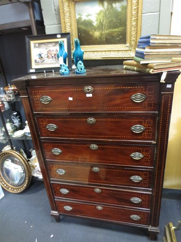 Lot 555 - A 19th century Dutch mahogany and chevron...
