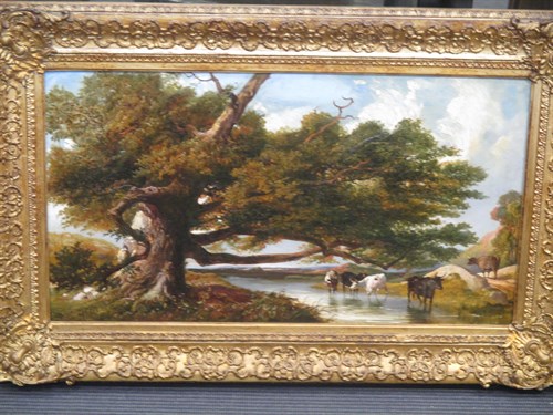 Lot 325A - English School, 19th Century, Cattle watering...