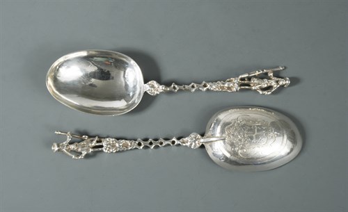 Lot 325 - A pair of continental metalwares short handled serving spoons