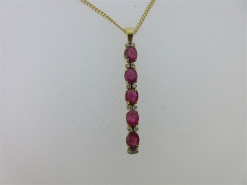 Lot 181 - A ruby and diamond pendant with an 18ct gold chain
