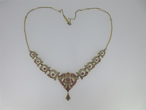 Lot 180 - A ruby and seed pearl necklace