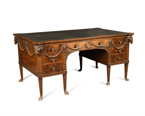 Lot 559 - A late 19th century Adam revival mahogany partners' desk