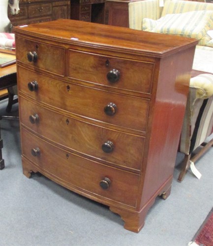 Lot 725 - A 19th century bow front chest of drawers, 102...