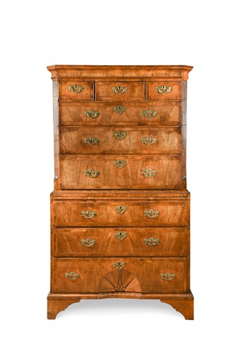 Lot 563 - A George I walnut chest on chest