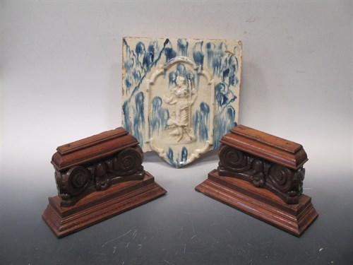 Lot 54 - Antique ceramic tile fragment and furniture...