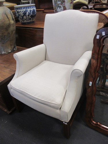 Lot 409 - A pair of plain upholstered armchairs (2)
