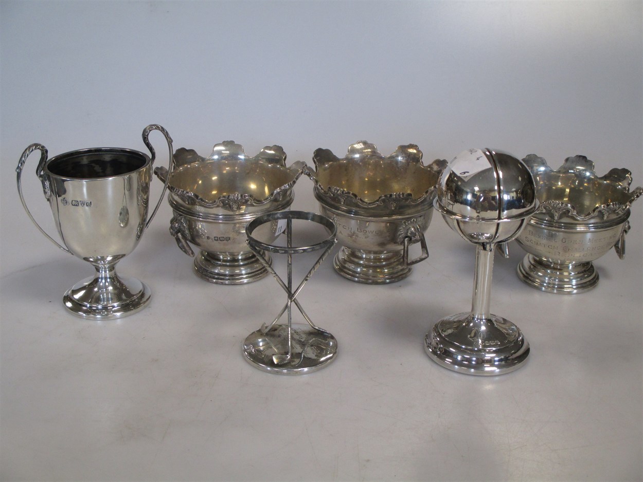 Lot 362 - A collection of six silver trophies, one...