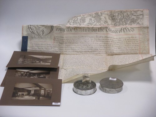 Lot 113 - Old Harston Manor deed with seal, and three...