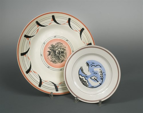 Lot 76 - Two Clarice Cliff plates designed by Graham Sutherland