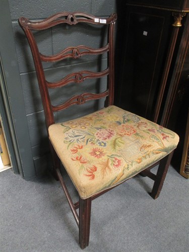 Lot 660 - A Georgian mahogany ladderback chair with a...