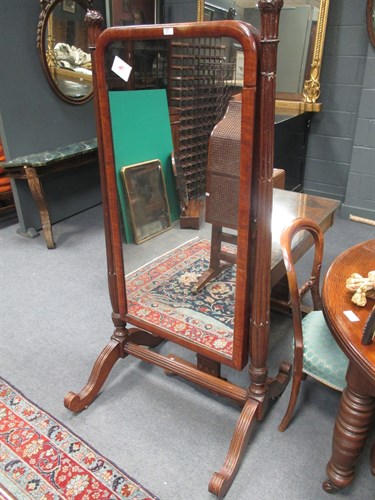 Lot 345 - A 19th century mahogany Cheval dressing mirror...