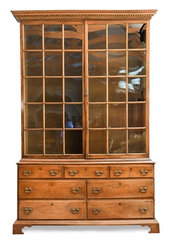 Lot 564 - A George II walnut and parcel gilt large bookcase