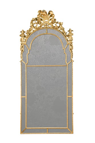 Lot 398 - A Queen Anne gilt-wood and gesso arched mirror