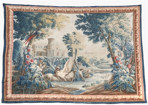 Lot 596 - A Louis XV Aubusson verdure tapestry