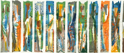 Lot 202 - John Piper, (British, 1903-1992), 'Arundel' a 1960s, screen printed fabric panel