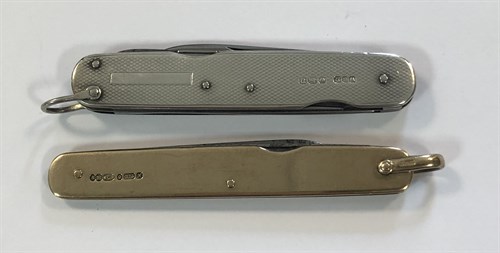 Lot 362 - A 9ct gold mounted penknife by Sampson Mordan & Co and a silver mounted penknife