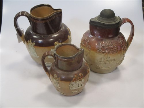 Lot 20 - Early 19th century stoneware jug with a plated...