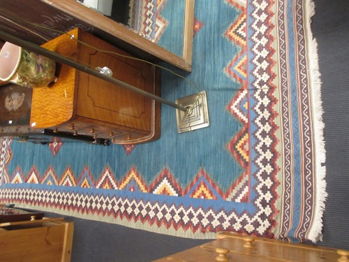 Lot 751 - An indigo ground kelim rug 350 x 270cm