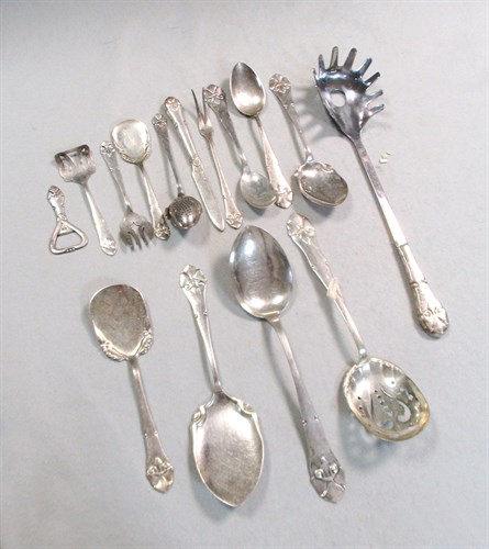 Lot 172 - A 251 piece set of early 20th century Danish silver plated cutlery and flatware with 13 silver additions