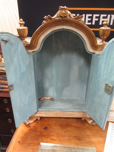 Lot 640 - A miniature painted armoire 60 h x 39 w x 22 d cm