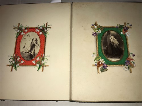Lot 428 - A Victorian album with hand painted...