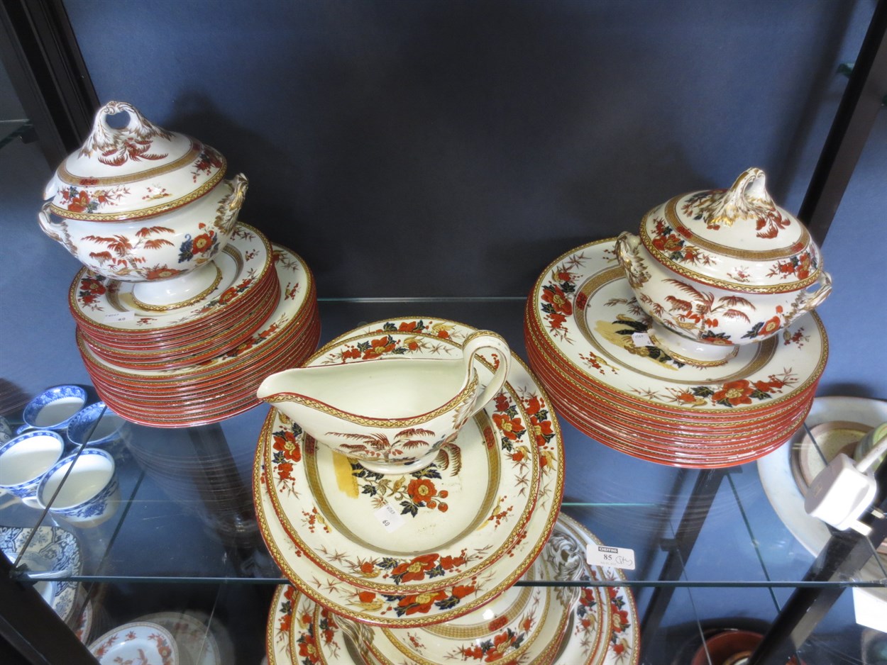 Lot 85 - A 19th century Wedgwood creamware imari dinner...