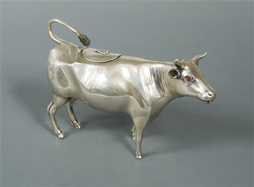 Lot 507 - A Dutch metalwares silver semi naturalistic cow creamer