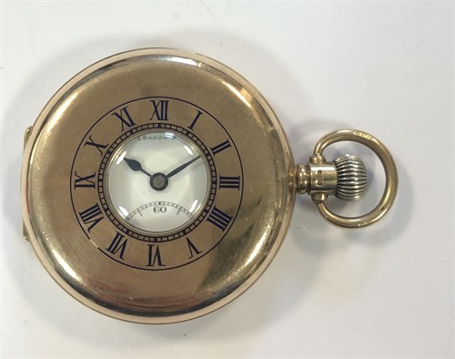 Lot 437 - Vertex for the Goldsmiths' & Silversmiths' Company - A George VI 9ct gold half hunter pocket watch