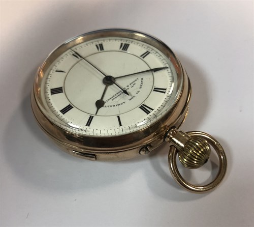Lot 427 - William Greenwood, Leeds - A George V 9ct gold open faced chronograph pocket watch