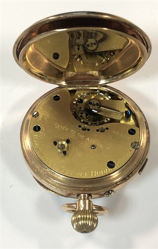 Lot 427 - William Greenwood, Leeds - A George V 9ct gold open faced chronograph pocket watch