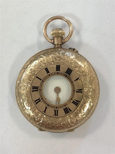 Lot 448 - Stauffer, Son & Co - An Edward VII lady's 9ct gold half hunter pocket watch