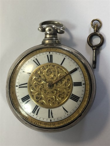 Lot 384 - Samuel Maddock, Winsford - A George IV silver pair cased pocket watch