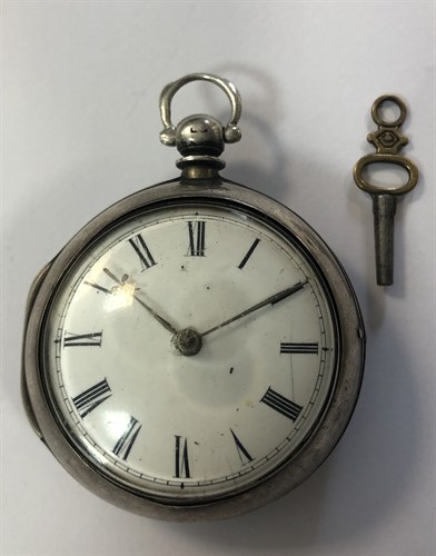 Lot 380 - Edward Bates, Cuckfield - A George III silver pair cased pocket watch